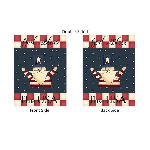 GOD BLESS The USA Uncle Sam Primitive Double Sided Patriotic 12 x 18 Garden Flag - Picture 4 of 9